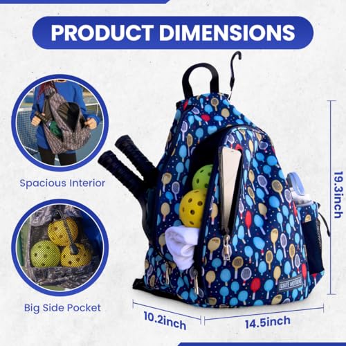 Pickleball Bag for Men & Women Pickleball Backpack - Adjustable Sling Bag/Crossbody with Fence Hook - style: Paddles