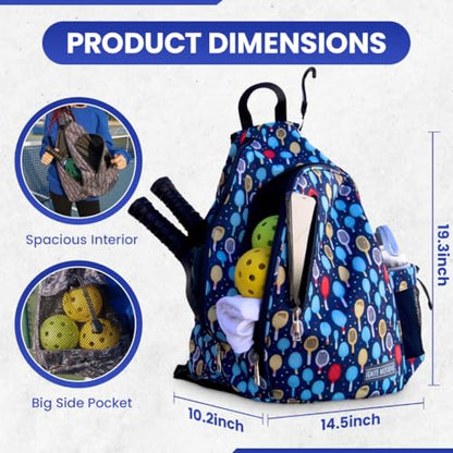 Pickleball Bag for Men & Women Pickleball Backpack - Adjustable Sling Bag/Crossbody with Fence Hook - style: Paddles