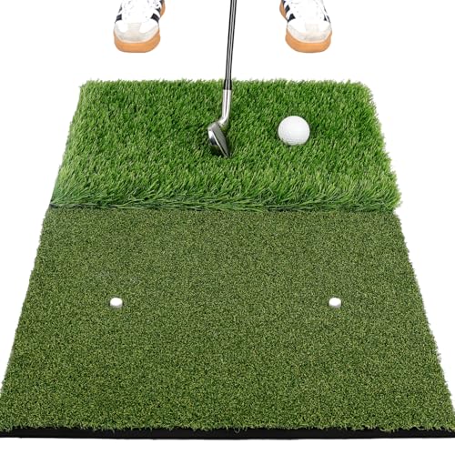 Premium Golf Hitting Mat, 10mm Foam Padding with Rubber Backing Golf Mat, Golf Practice Mat for Indoor and Outdoor Training - style: 24.4" * 16.9" Dual-Turf Mat