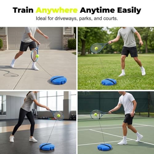 Tennis Ball Training Baseboard, Tennis Trainer Rebound Ball with String, Solo Tennis Practice Rebounder for Backyard, Court,Garage, Self Tennis Training Equipment Set for Adult,Beginner - color: A