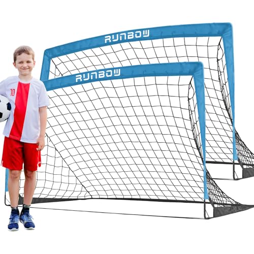 Soccer Goal for Backyard, 5x3 FT Portable Folding Soccer Net with Carry Bag for Kids and Adults Indoor/Outdoor Training Practice Use - color: Blue, size: 5x3 FT, 2 Pack