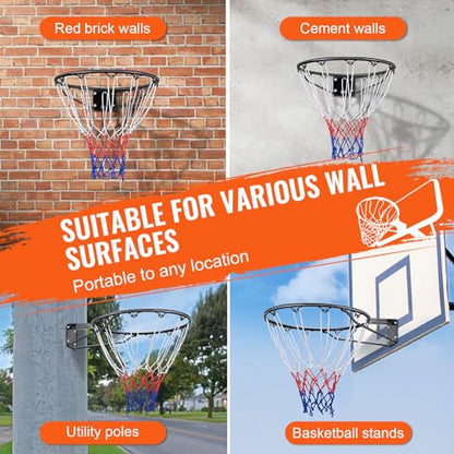 VEVOR Basketball Hoop, 44 54 Inchs PC Backboard Wall Mounted, Basketball Portable Hoop & Goal, Indoor & Outdoor with Hand-Crank Adjustment, Classic Basketball Court, Teens, Adults, Schools, Parks