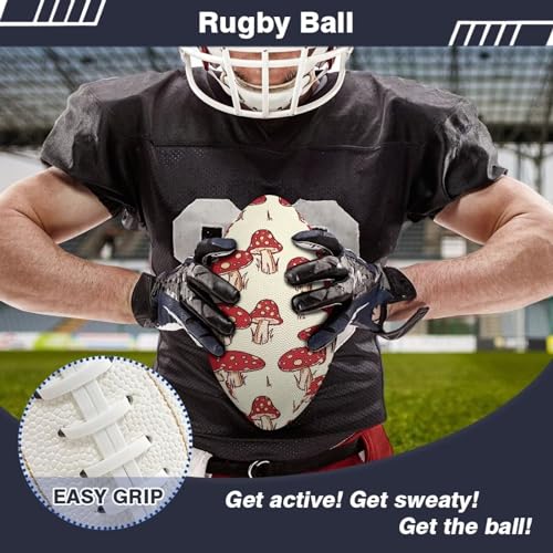 SYtrade Recreational Football Game Footballs PU Composite Leather Footballs for Training Indoor Outdoor - color: Red Mushroom Khaki