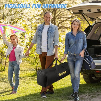 Portable Pickleball Net for Driveway, 22 FT Regulation Size & 11 FT Half Court Size Pickle Ball Net with Ball Collector, 2-in-1 Pickle Ball Net with Carry Bag for Garages Backyard