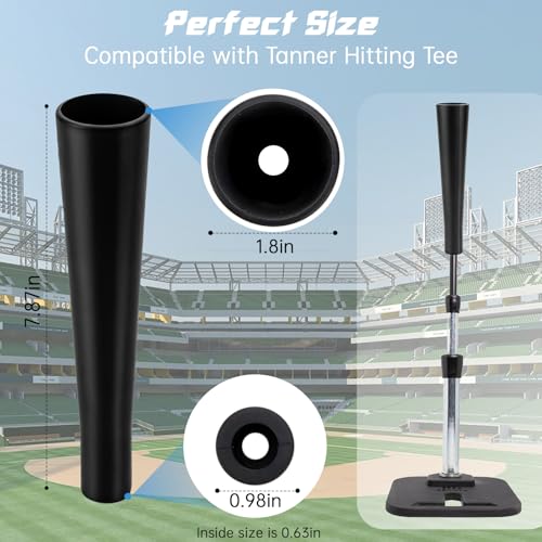 2 Pcs Replacement Batting Tee Topper Compatible with Tanner Tee, Ball Rest Rubber Cup for Practice Training Hitting Baseball or Softball, Black
