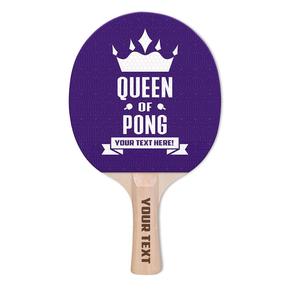Custom Ping Pong Paddle – Add Your Name or Message – Funny & Personalized Gift for Table Tennis Lovers – Durable Racket for Casual Play – Choose from 4 Unique Designs Printed on Bumpy Rubber - style: Queen of Pong