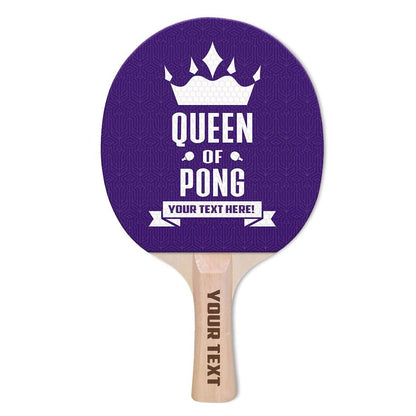 Custom Ping Pong Paddle – Add Your Name or Message – Funny & Personalized Gift for Table Tennis Lovers – Durable Racket for Casual Play – Choose from 4 Unique Designs Printed on Bumpy Rubber - style: Queen of Pong