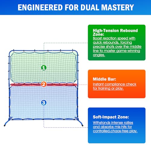 Pickleball Practice Rebounder Net Adjustable Angle for Dinks Volleys Solo Team Training Equipment, Mini Pickle Ball Net Portable Trainer for Outdoor Driveway Backyard Indoor Garage, Easy Setup - size: 6X6FT Adjustable