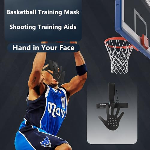 Basketball Training Aids Mask Hand in Your Face, Basketball Defender Blocking Workout Equipment Shooting Tool with Adjustable Straps to Fit Different Head Sizes