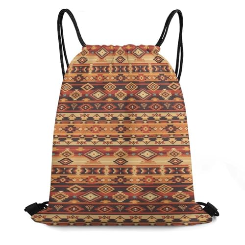 Sports Drawstring Bag Gym Sackpack Waterproof String Backpack for Running Training Fitness Men Women Unisex, Native Southwestern Design Tan Gray Brown American Bags - color: Picture (513)
