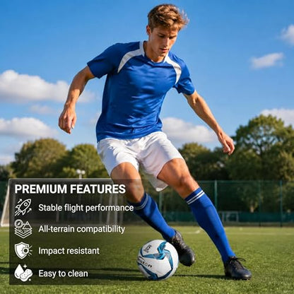 Senston Soccer Ball Size 4 & 5 with Air Pump and Needles - Durable PVC Training Football with Thickened Nylon Winding and Butyl Bladder for Shape Retention - High Value Soccer Set