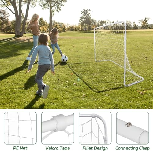 ZENY Portable Soccer Goal for Backyard,12x6 / 10x6.5 / 8x5 / 6x4 ft Kids Adults Soccer Net and Frame for Home Backyard Practice Training Goals, Soccer Training Equipment - style: 6 x 4FT - Metal - 2Pack