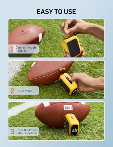 AstroAI Portable Electric Ball Pump - Ultra Fast Inflation, with Digital LCD Display, Preset Pressure with Ball Needle for Basketball, Soccer, and Sports Balls