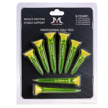 MAZEL Transparent Plastic Golf Tees 8 Pack,Enhanced Durability & Stability Plastic Tees with 5 Prongs,Minimize Friction and Side Spin - color: Yellow