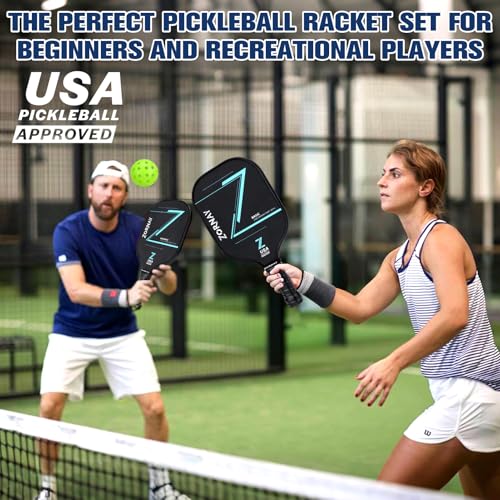 T300 Pickleball Paddles,16mm Pickleball Paddles Set of 2, USAPA Approved Carbon Lightweight Pickle Ball Rackets, Pickle Ball Racket Gift for Beginners, Men, Women, Couple