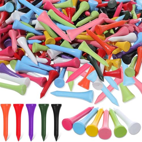 Mudder Golf Tees Bulk Wooden Bamboo Golf Tees Multicolor Wood for Men Balls Accessories - color: Bright Colors, size: 1-1/2 Inch