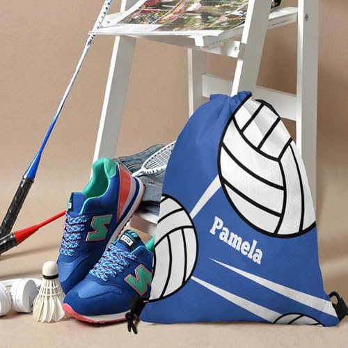 Volleyball Player Number Team Name Ocean Personalized Drawstring Backpack Sports Gym Bag Christmas Gift Party Goodie String Cinch Bag for Women Men - color: Option 55