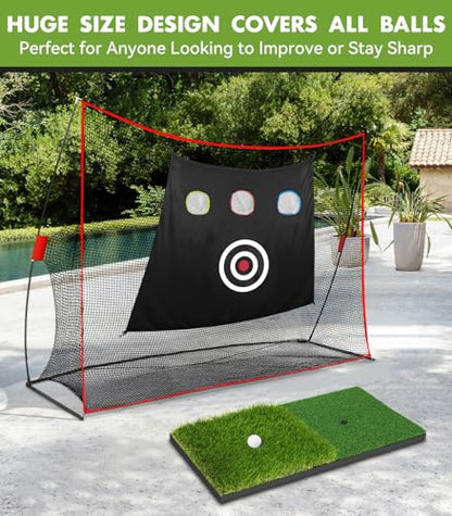 Golf Net: 10x7ft Heavy Duty Golf Practice Net for Indoor/Outdoor Training, Portable Golf Hitting Net with Carry Bag, Ideal Golf Training Aid for Golfers Backyard Driving Chipping Swing (Standard) - style: 10x7ft pro