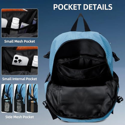 HUA ANGEL Basketball Backpack, Large Sports Bag with Separate Ball Holder & Shoe Compartment, Men/Women Gym Backpack for Basketball Soccer Volleyball - color: Blue