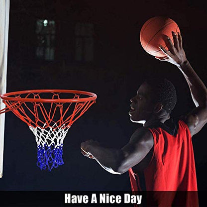 Replacement Basketball Net,Fits Standard Indoor or Outdoor Rims,Basketball Hoop Net Replacement,Red White Blue Bold Polyester Braided Rope,All Weather Anti Whip,for MiniBasketball Hoop Fits