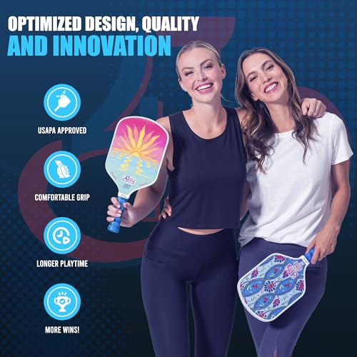 4Joy Pickleball Paddle Premio Series - Thermoformed Premium T700 Carbon Fiber Pickleball Paddless - Professional Pickleball Rackets for Women & Men - 16mm Honeycomb Core - USAP Approved - style: Sunset