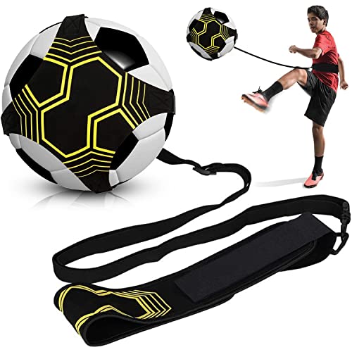 Football Kick Trainer, Soccer/Volleyball/Rugby Trainer Hands-Free Adjustable Solo Soccer Practice Aid Throw Training Equipment for Kids Adults Ball Sizes 3, 4, 5 - color: 4 Straps
