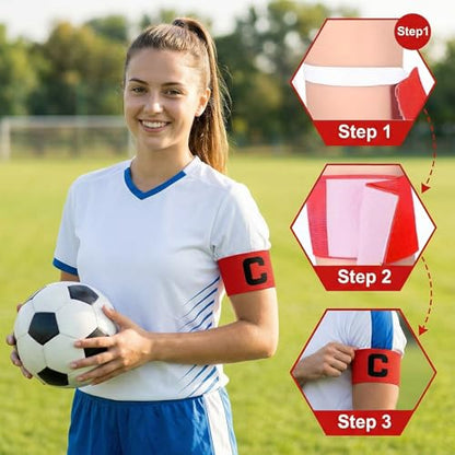 4 PCS Captain Arm Bands for Soccer,Captain Armband,Team Sport Armband,Elastic Adjustable,for Adult Youth Soccer Volleyball Team