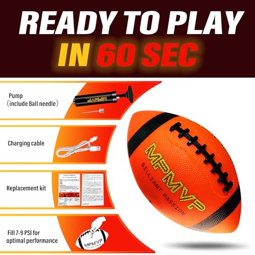 Glow in The Dark Football, Light Up LED Football Size 6, USB Rechargeable, Cool Outdoor Sports Boy Toys for Night Games, Birthday Gifts for Kids & Teens Age 6–12 - size: Size 6