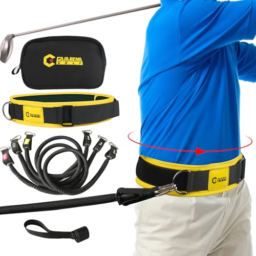GAIARENA Golf Core Strength Trainer Swing Power Training Equipment, Golfing Exercise Resistance Bands Indoor Golf Fitness Equipment to Improve Speed Strength Flexibility Rotation Swing Posture - color: Yellow & Black