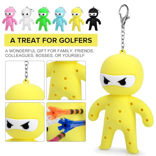 Golf Tee Holder, Ninja Portable Funny Golf Tees Holder Keychain Golf Gift Golf Accessories for Men & Women - color: Yellow