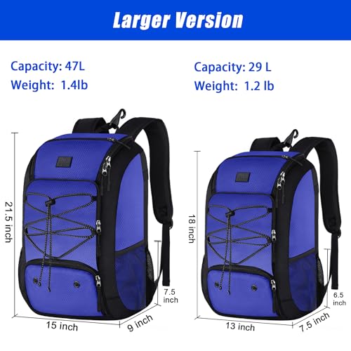 MATEIN Baseball Backpack, Softball Bat Bag with Shoes Compartment for Youth, Boys and Adult, Lightweight Baseball Bag with Fence Hook Hold TBall Bat, Batting Mitten, Helmet, Caps, Teeball Gear - color: Blue, size: 47L