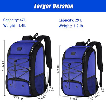 MATEIN Baseball Backpack, Softball Bat Bag with Shoes Compartment for Youth, Boys and Adult, Lightweight Baseball Bag with Fence Hook Hold TBall Bat, Batting Mitten, Helmet, Caps, Teeball Gear - color: Blue, size: 47L