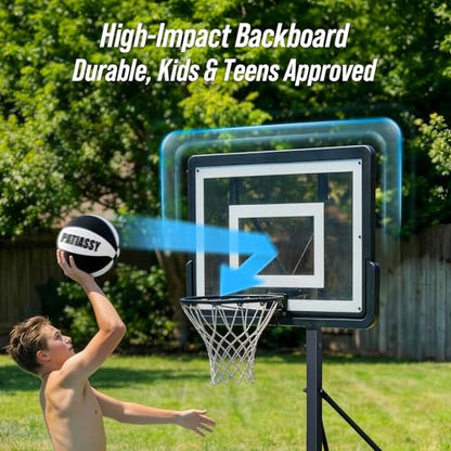 Pool Basketball Hoop – Height Adjustable 57" to 68" Portable Poolside Basketball Hoop with Wheels, Glow-in-Dark Backboard & LED Rim, Glow Ball + Standard Ball, Indoor Outdoor Night Games