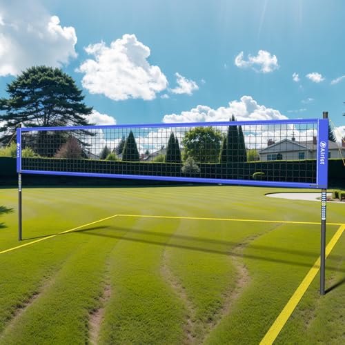 Portable Volleyball Net Set,Professional Volleyball Nets Set for Backyard and Beach,Outdoor Volleyball Net with Height Adjustable Poles,Volleyball and Carrying Bag - color: Blue