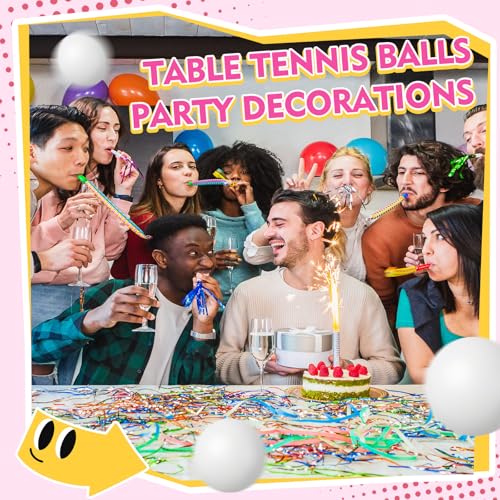 Soulchen 40mm Glow in The Dark Table Tennis Balls Bulk, Carnival Game Night, Neon Birthday Party Favors, Classroom Rewards, Goodie Bag Filler, Pet Playmate - color: White, size: Solid