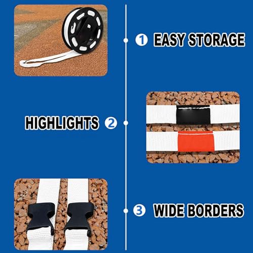 Badminton Court Boundary Lines - 240x528 Inch Training Marker Set for Tennis, Basketball, and Volleyball, Portable Sports Court Equipment for Kids and Adults, Boundary Markers for Outdoor Games