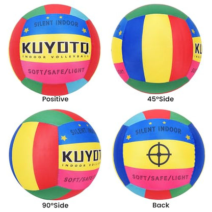 KUYOTQ Soft Silent Indoor Volleyball - Rainbow No-Deflate Durable Foam Indoor Volleyball Soft on Arms, Safe for Home Training Practice Games Foam Silent Volley Ball (Size 5)