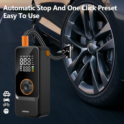 Portable Air Compressor with 6000mAh Battery and 12V DC - Tire Inflator Pump, 150PSI Rapid Inflation, Suitable for Cars, Bicycles, Motorcycles, and Ball Sports - Makes a Great Gift