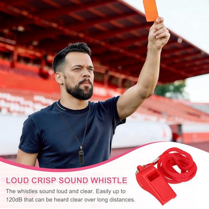 Whistles with Lanyard, Training Sports -Fitting for (Coaches/Referee/Outsides/Team Events) - color: Black,Red,Yellow,Blue,Green,Orange