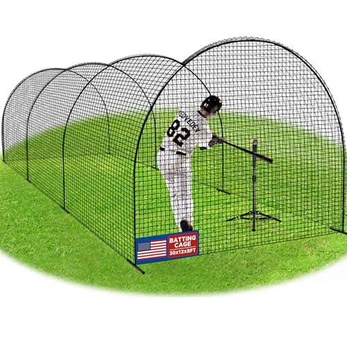 Portable Baseball Batting Cage Net with Sturdy Steel Frame, 20FT/ 30X12X8FT Batting Cages for Backyard Baseball Training Equipment with Carry Bag - size: 30FT
