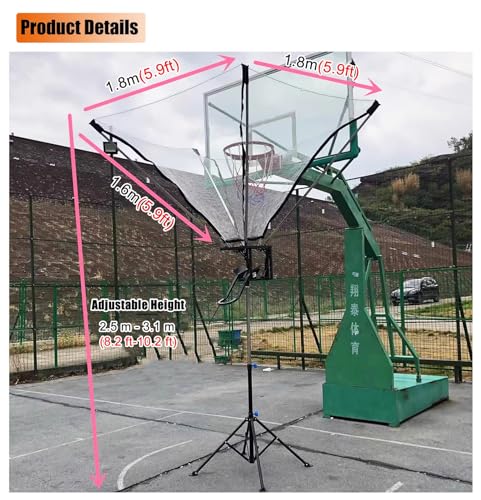 Basketball Rebounder Return Attachment System, 8-10 ft Adjustable Height Basketball Hoop Ball Returner, Shooting Return Net Training Equipment