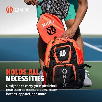 ONIX Pickleball Pro Team Durable Polyester Padded Paddle Compartment Easy to Carry Backpack — Orange/Black