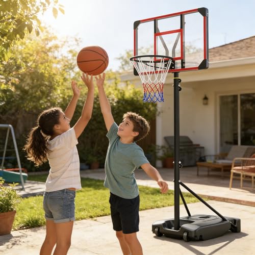 Portable Basketball Hoop Outdoor & Indoor 4.82-8.53ft Height Adjustable, Basketball Hoops & Goals System for Teenagers, Youth, for Backyard, Driveway Play with Stable Enlarged Base - size: 33 INCH