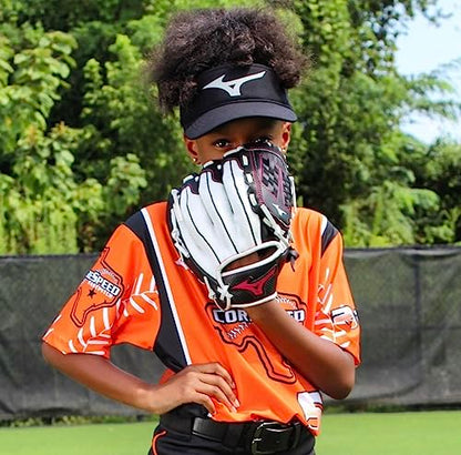 Mizuno Prospect Finch Youth - color: White/Black/Pink Trident Web, size: 11.5"|Ages 9-10