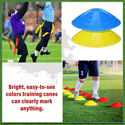 Wettarn 10/16 Player Flag Football Belts Adjustable Flag Football Set with Cones Bag for Youth Adults Kids Training Sport - color: Red, Yellow