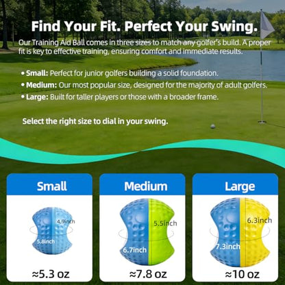 THEMARS Golf Swing Trainer, Golf Training Aid Ball - Soft PU Foam Forearm Connection Ball & Practice Equipment & Posture Correction | Fix Chicken Wing, Slicing & Scooping with Adjustable Lanyard - size: Large