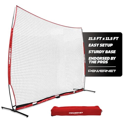 PowerNet Portable Sports Rebounder -Basketball, Volleyball, Soccer, Baseball, Softball and Lacrosse, Backyard & Garage Backstop, Indoor Outdoor Safety Net for Protection - style: 21.5x11.5 RED Net