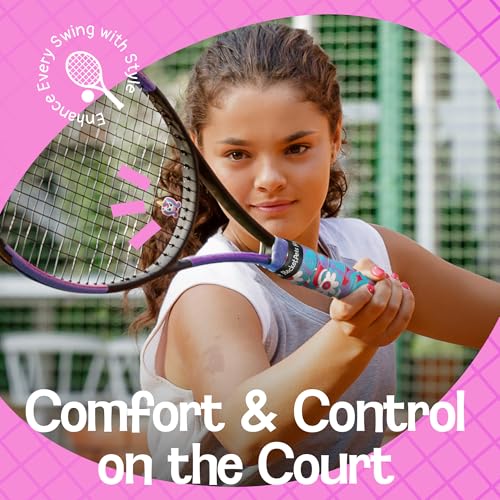 Racket Pets Kids Tennis Racket Dampener & Matching Overgrip Tape, Performance Shock Absorbing Dampener for Tennis Racket & Fun Animal Print Tennis Wrap Grip Tape - style: Unicorn