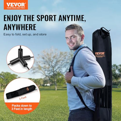VEVOR Badminton Net, Height Adjustable Volleyball Net, Wide Foldable Pickleball Net, Portable Easy Setup Tennis Net Set with Poles, Stand and Carry Bag, for Kids Backyard Game Indoor Outdoor Use - size: 17ft