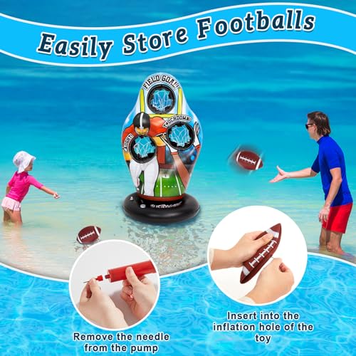 Justforjoyful Inflatable Football Target Floats for Pool Water Football Games for Kids Swimming Toss Throwing Training Game for Yard Party Beach Outdoor Indoor Family Birthday Gift